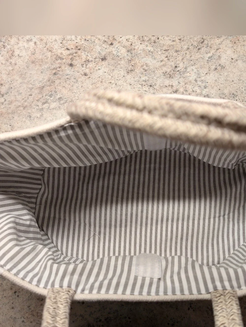 Cotton Rope Woven Two-Tone Cream Baby Diaper Caddy Tote Bag